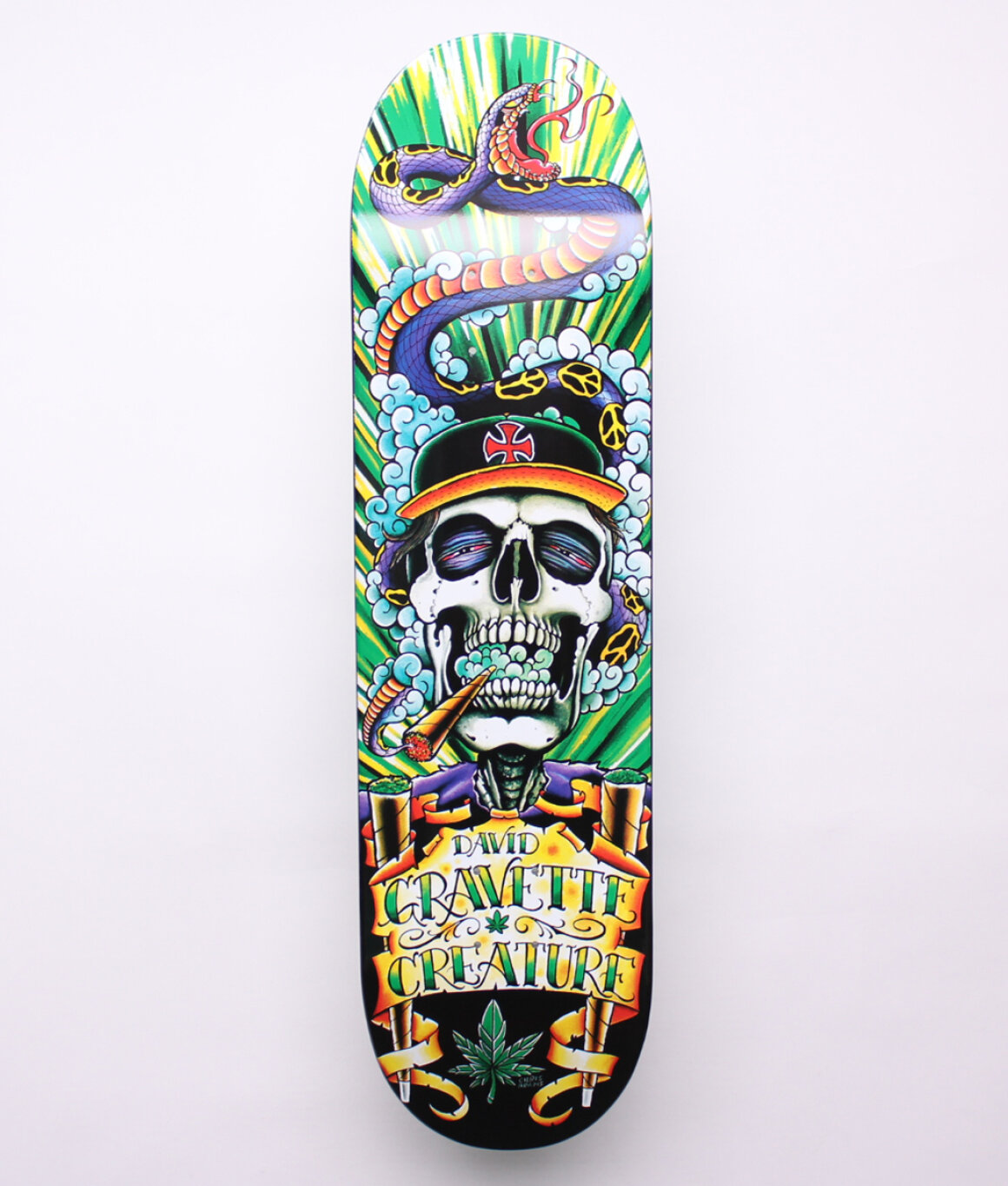 Planche Creature David Gravette - Modèle Crâne Hippie RARE - Skateboard Occasion